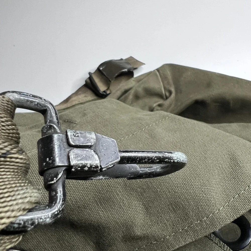 Vintage US Military Canvas Duffel Bag Olive Drab Backpack Sea Bag Sgt Jackson
